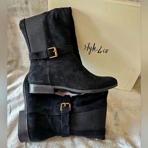 Style & Co Kimball Women's Knee-High Boots Black Faux Leather Size 6M NIB